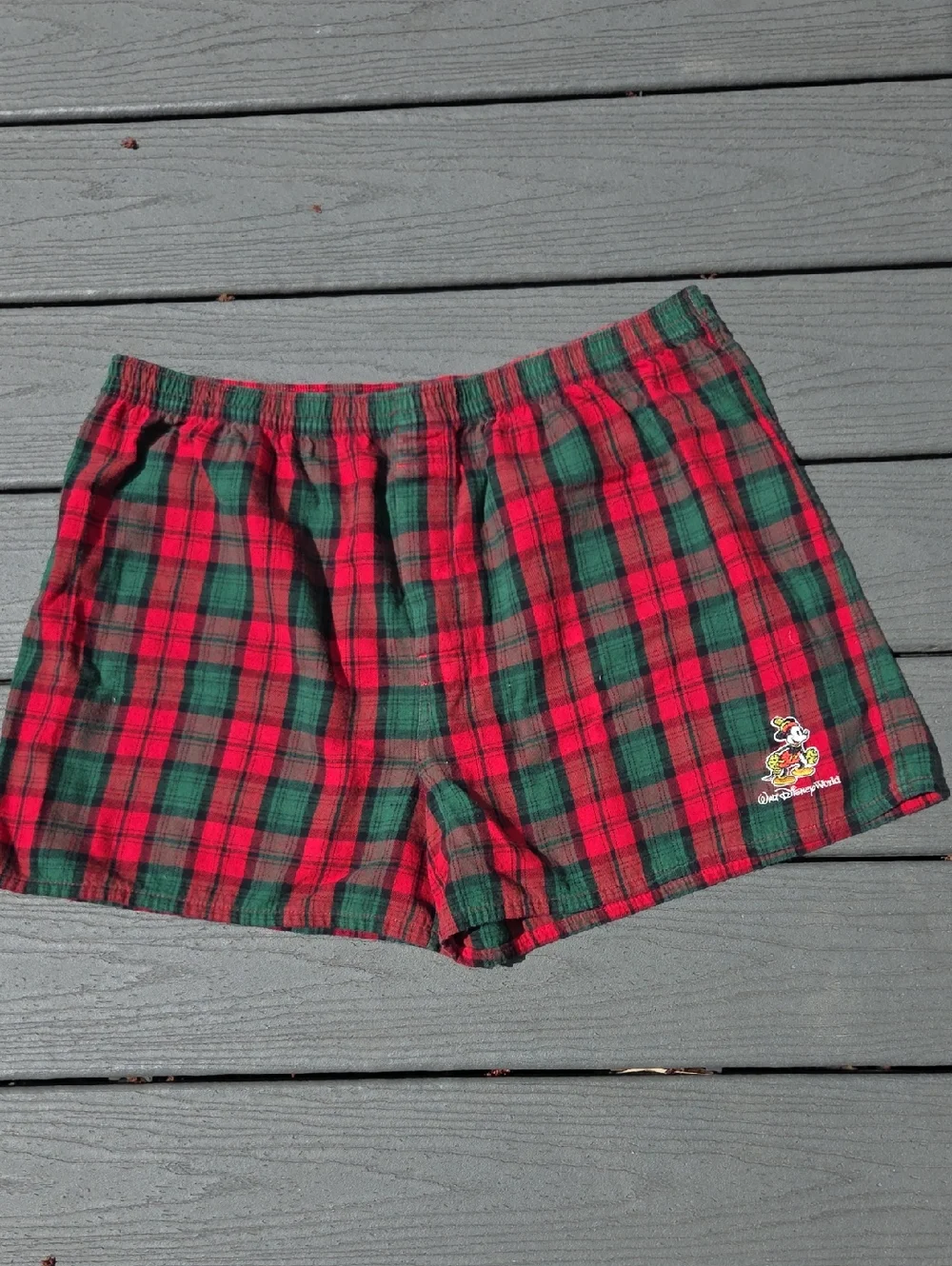 Disney Red and Green Plaid Mickey Shorts - Picture 1 of 10